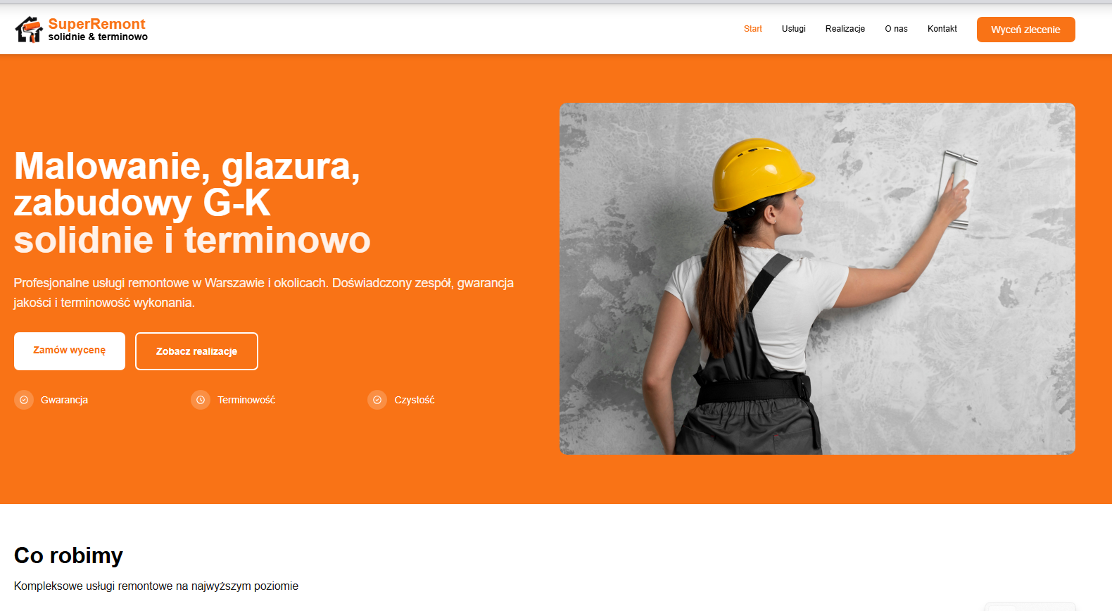 Zrzut ekranu projektu Super-Remont - gotowy system sprzedaży dla firmy remontowej